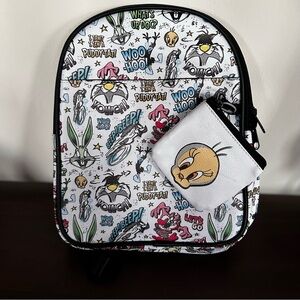 Looney Toons All Over Print Mini Backpack AI Accessary Innovations w/ Purse: NWT